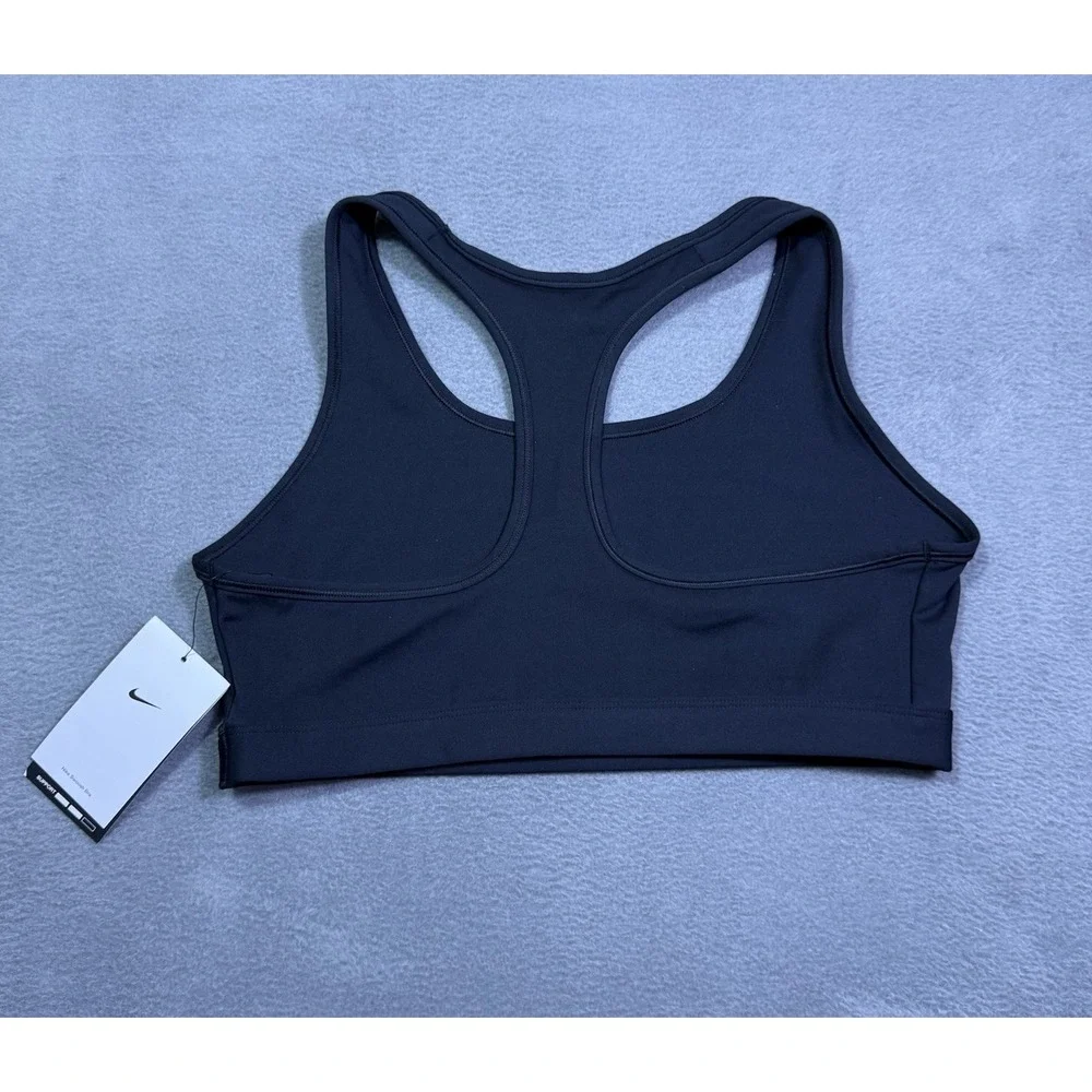 Nike Swoosh Sports Bra Womens Large Black White Racerback NEW IF5648-010